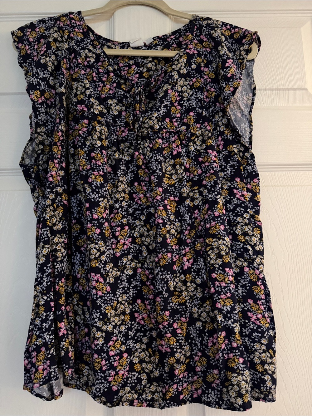 GAP Navy Floral Sleeveless Camisole with Pink & Yellow Accents